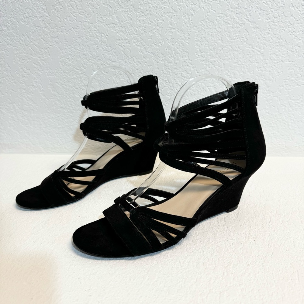 Nine West Black Ribcage Ankle wedge Heels woman's 9.5 - Picture 4 of 8